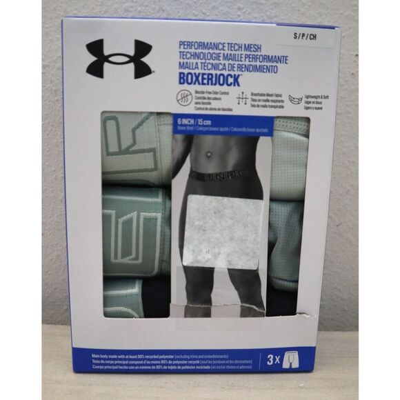 Under Armour UUSHJ063-331 Men's Sz S Multi Tech 6" Boxerjock Briefs, 3-Pack - Picture 1 of 6